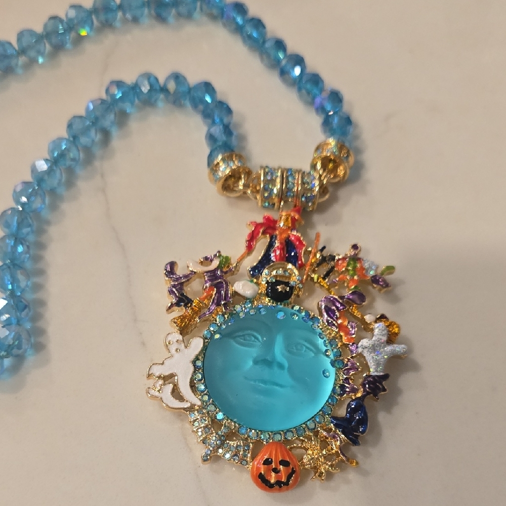 Colorful Halloween MOON Pendant Necklace
